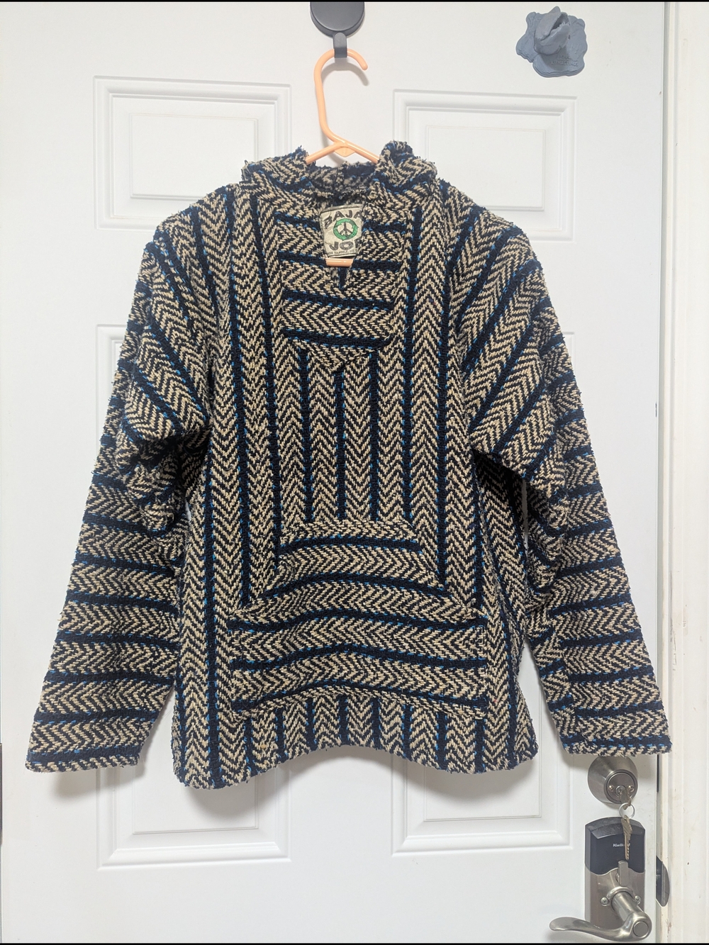 Woven Hooded Baja Joe Hoodie - Navy & Cream
